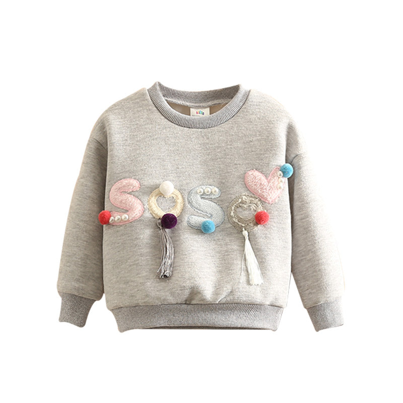 Ella Pearl Hoodies Kids Baby Girls Plus Velvet Winter Sweatshirt