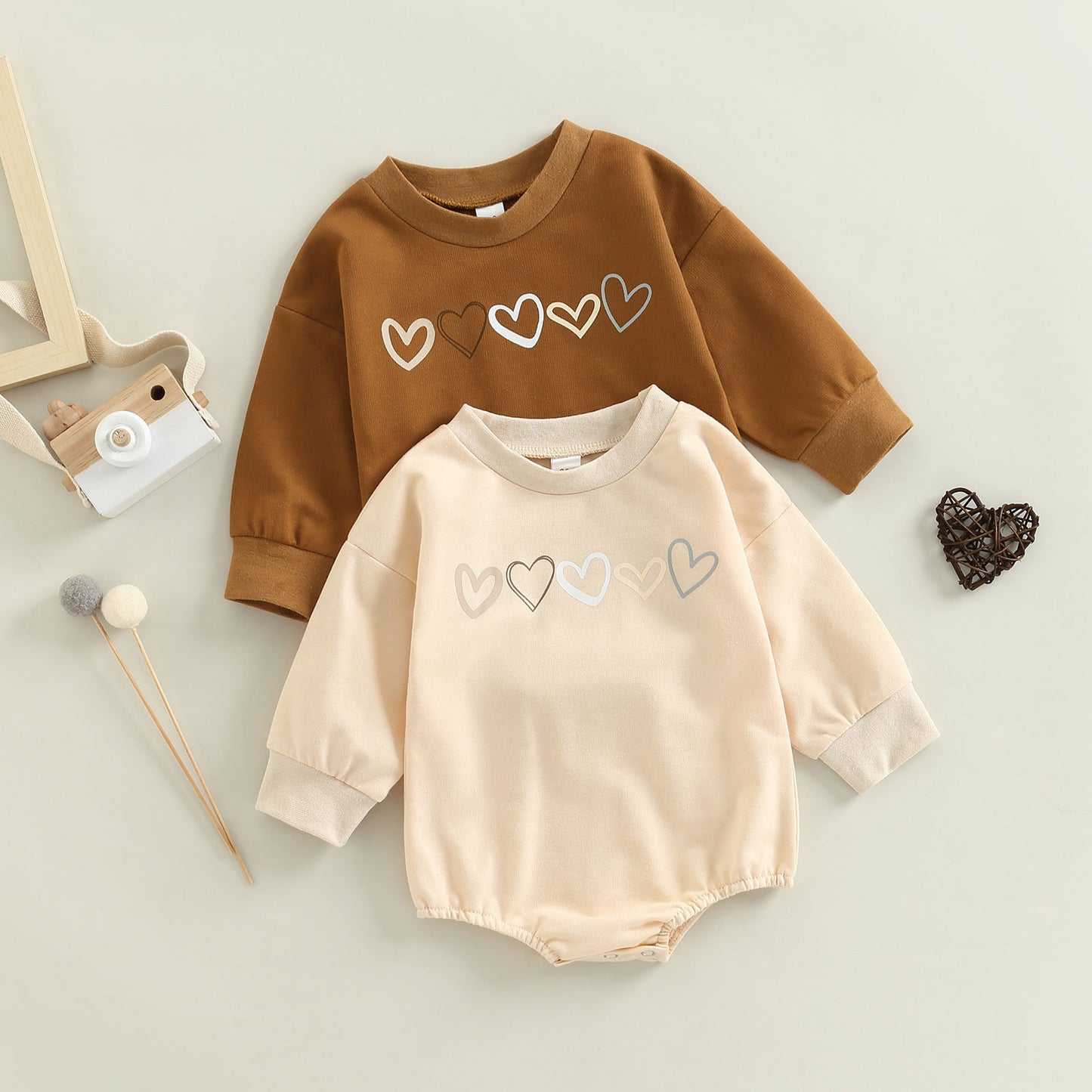 Lucy Children's Love Embroidered One-piece Long Sleeve Romper