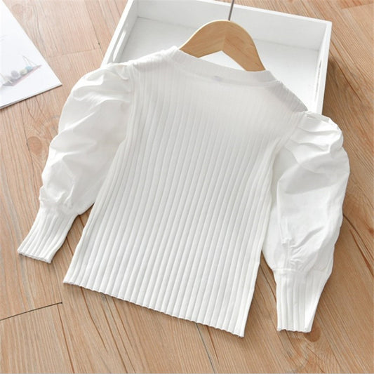 Maya Girls' Solid Color Puff Sleeve Bottoming Shirt - GuGuTon baby store - Baby Fashion - Toddlers Outfits - Babies Outfits - Toddler Clothes - Kids Clothing - Newborn Clothes - Newborn Wear - Kids Wear - Trending Clothes - Trending Outfits - Fall Fashion - Winter Fashion - Girls Clothes - Boys Clothes - Babies Wear - Kids Accessories - KidsWear - Summer Clothes - Summer Fashion - Summer Trend - Falls Sweaters - Tops - Bottom - Jeans - Blouse - Dresses - Newborn Dresses - Toys