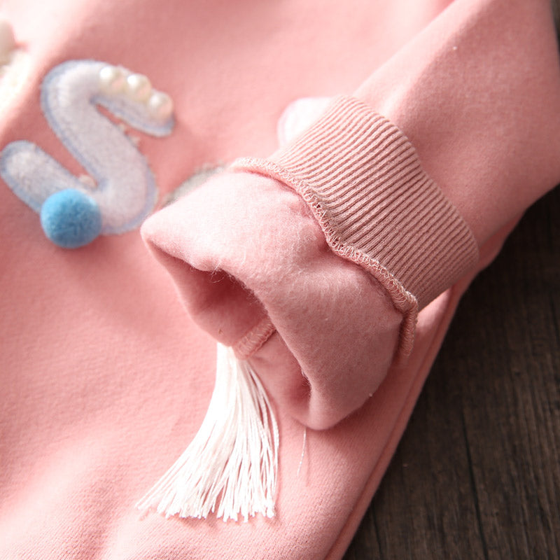 Ella Pearl Hoodies Kids Baby Girls Plus Velvet Winter Sweatshirt