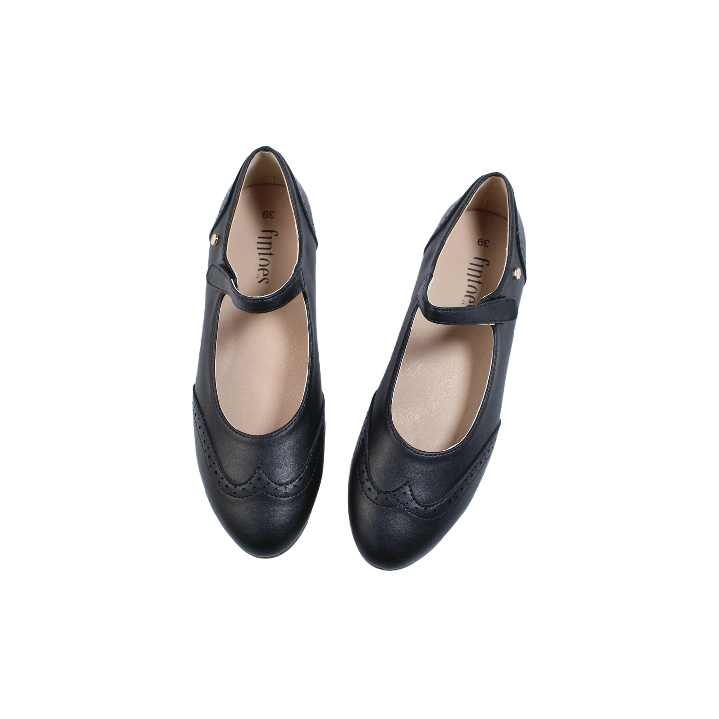 lmani Black Leather wing tip girls dress shoes