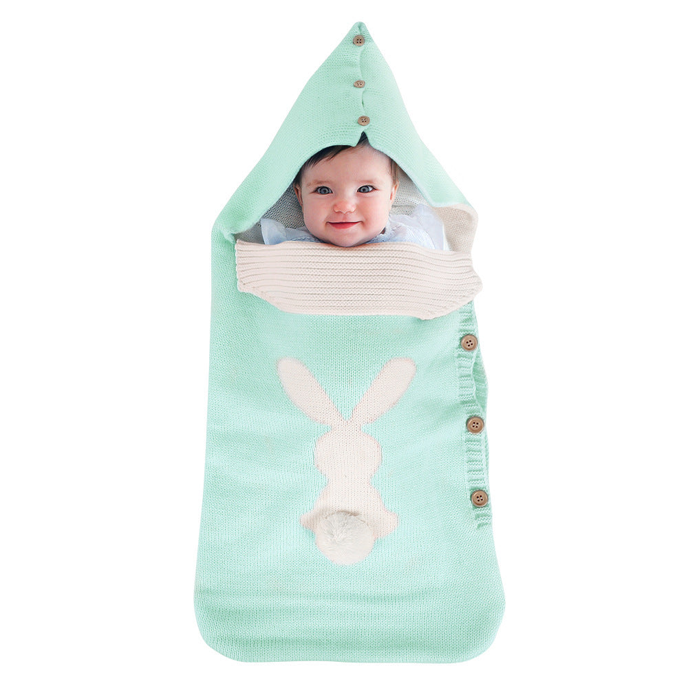 New Solid Color Baby Knitted Rabbit Button Sleeping Bag