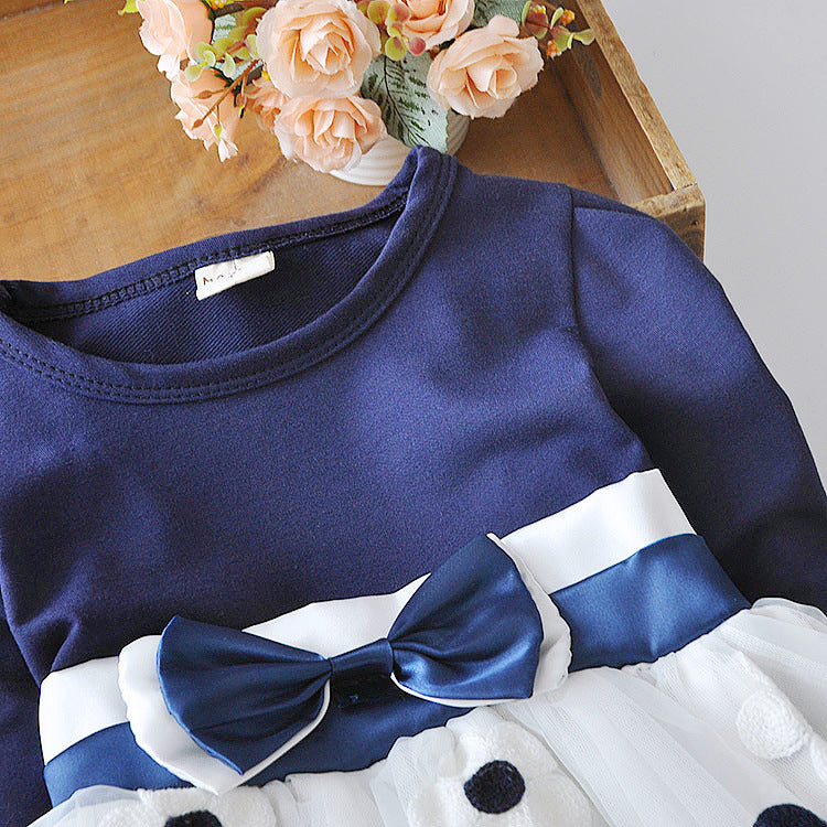 Pamela Flower bow long sleeve dress