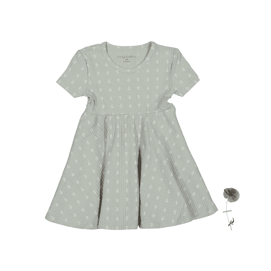 Printed Short Sleeve Dress - Anchor with Cotton Blend