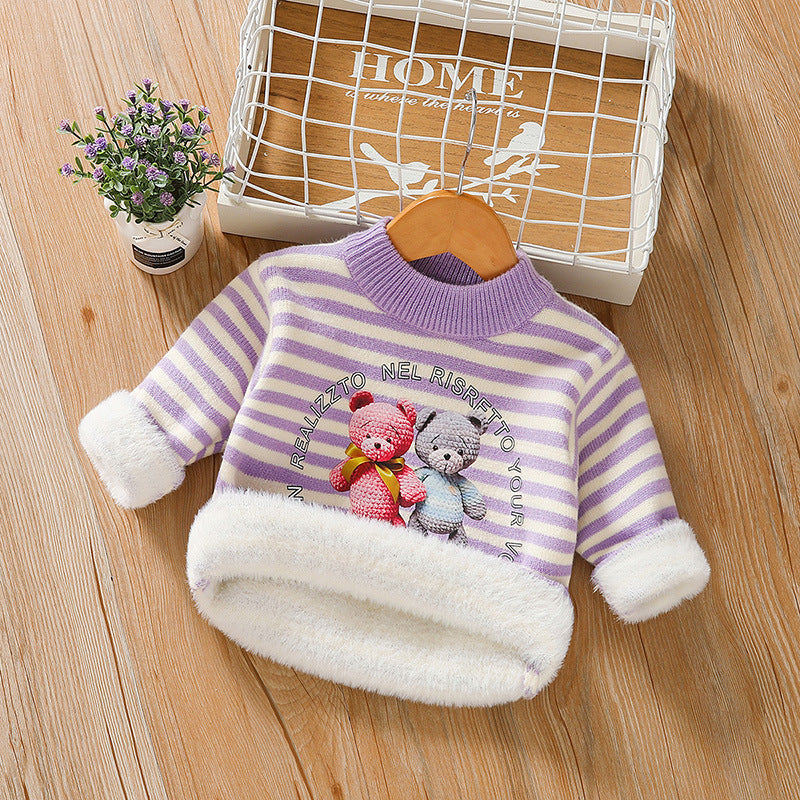 Amira printed Padded Baby Knitted Sweater elephant