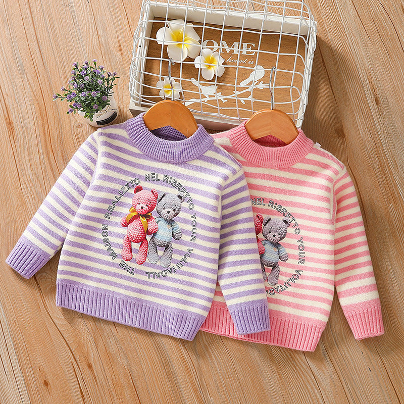 Amira printed Padded Baby Knitted Sweater elephant