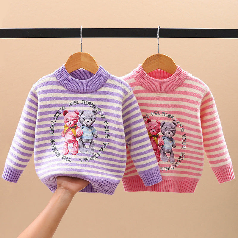 Amira printed Padded Baby Knitted Sweater elephant