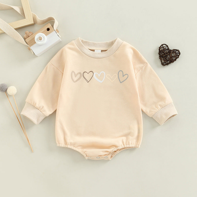 Lucy Children's Love Embroidered One-piece Long Sleeve Romper