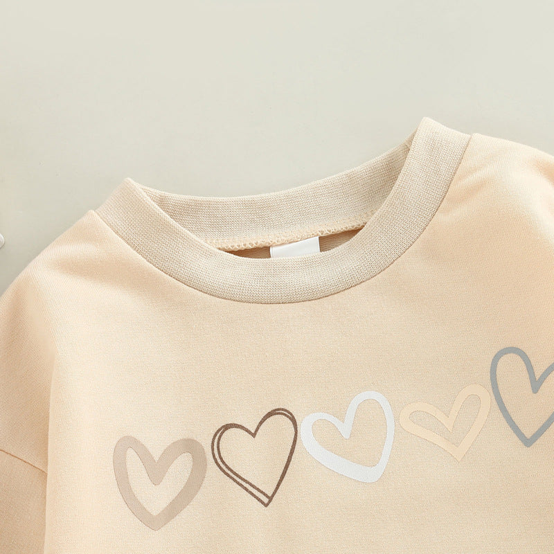 Lucy Children's Love Embroidered One-piece Long Sleeve Romper
