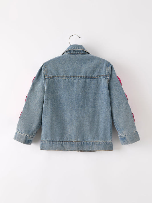 Jessica Girls Autumn Denim Sequined Jacket Top