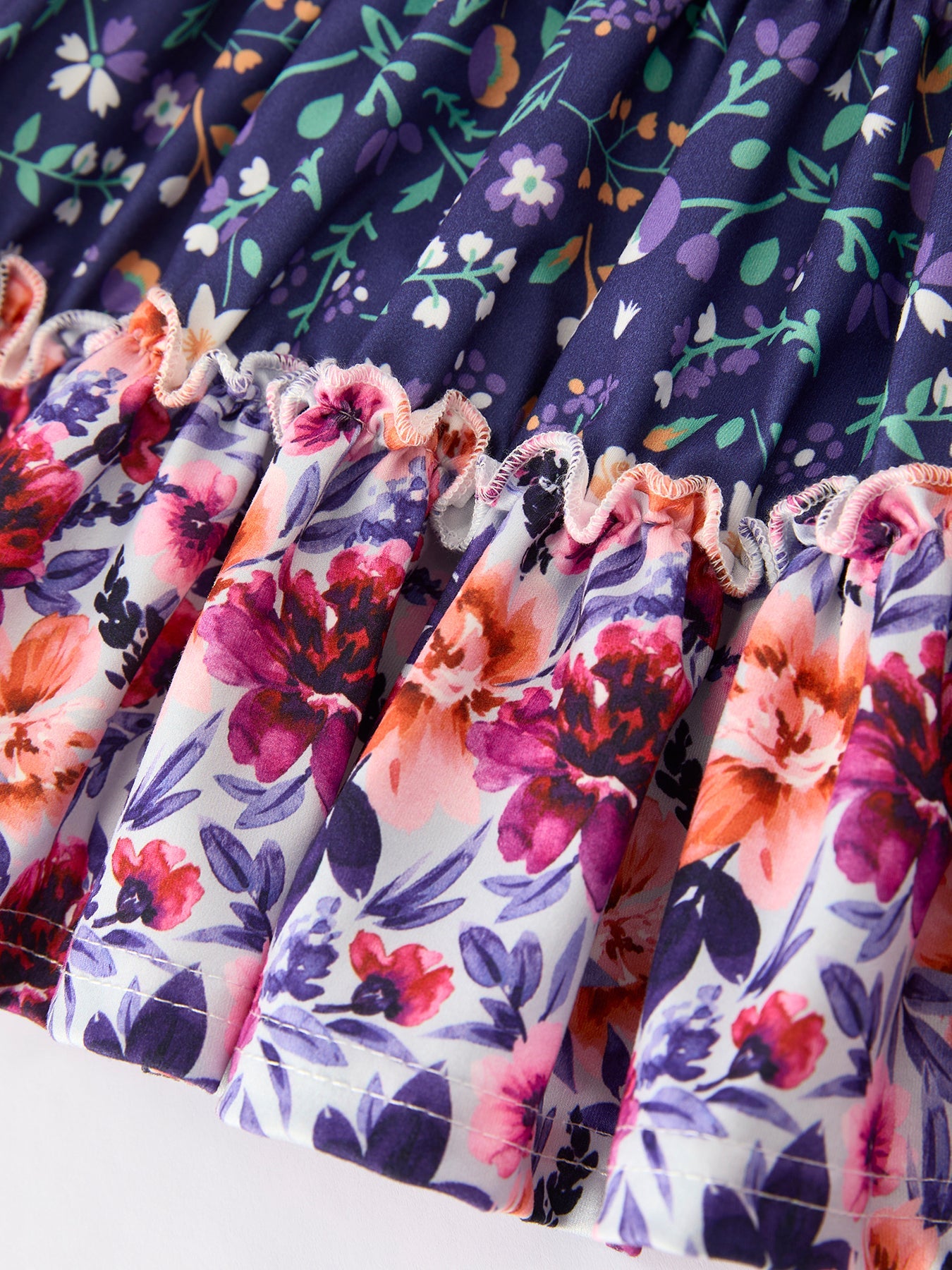 Persia Pink Autumn Patchwork Floral & Plaid Long Sleeve Girls Dress