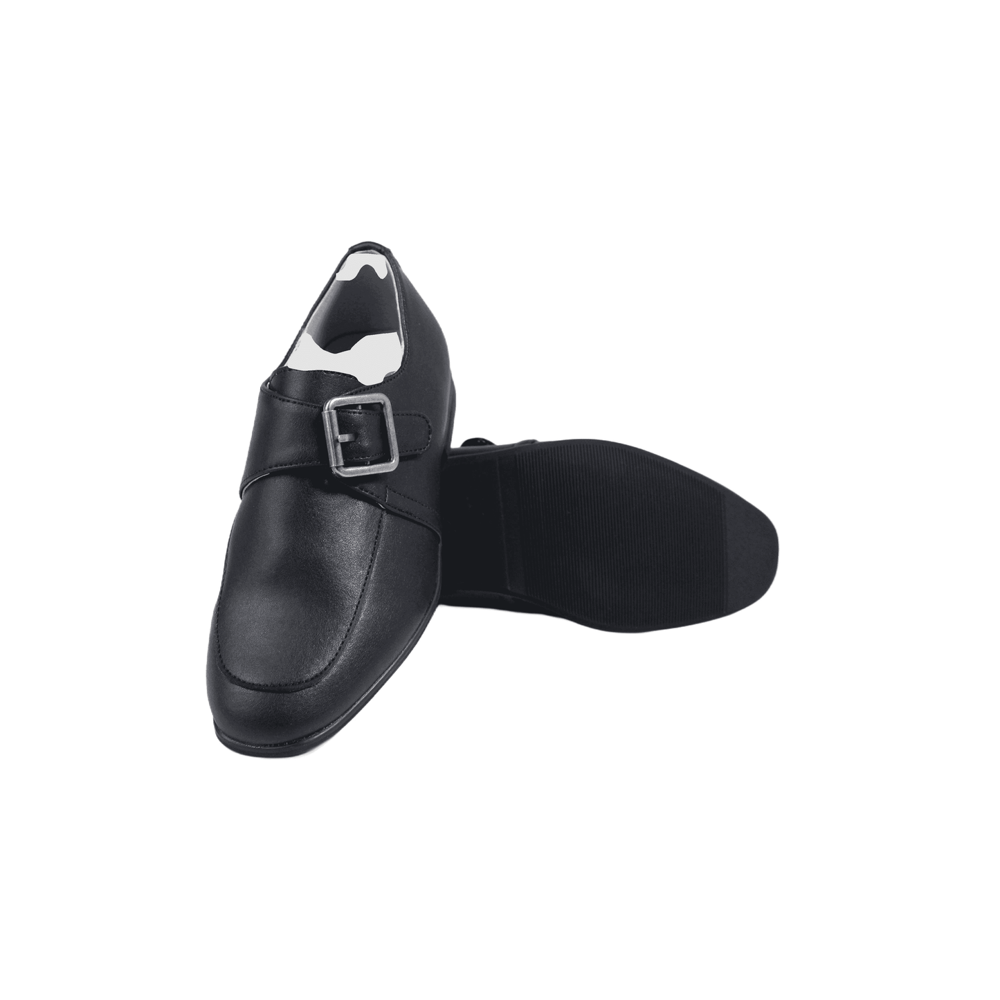 Darius Boys Black Leather Dress Shoes with Velcro Closure