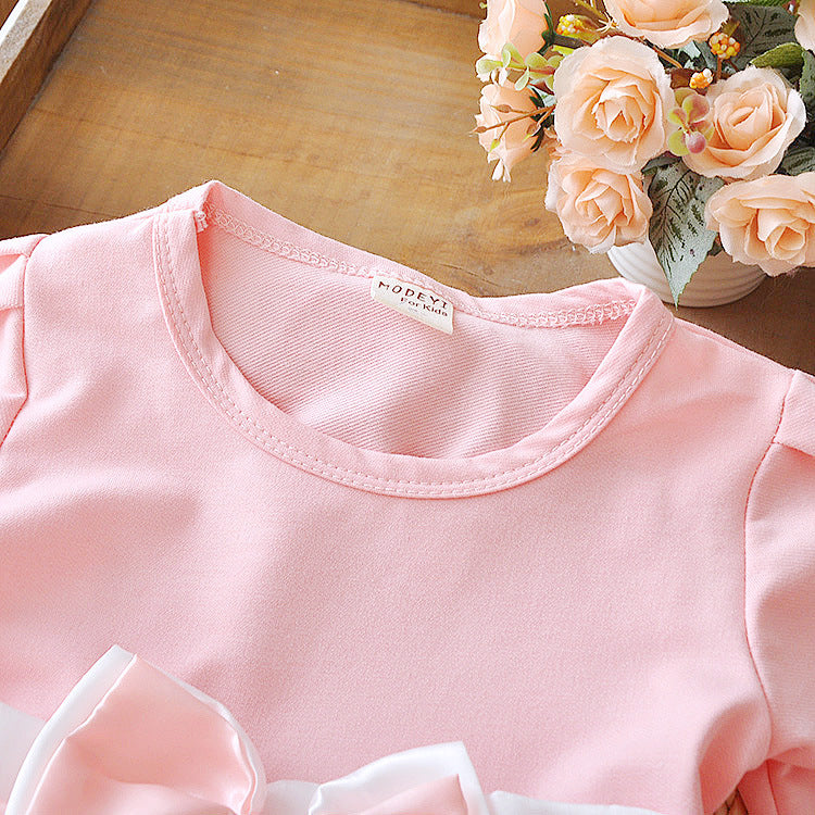 Pamela Flower bow long sleeve dress