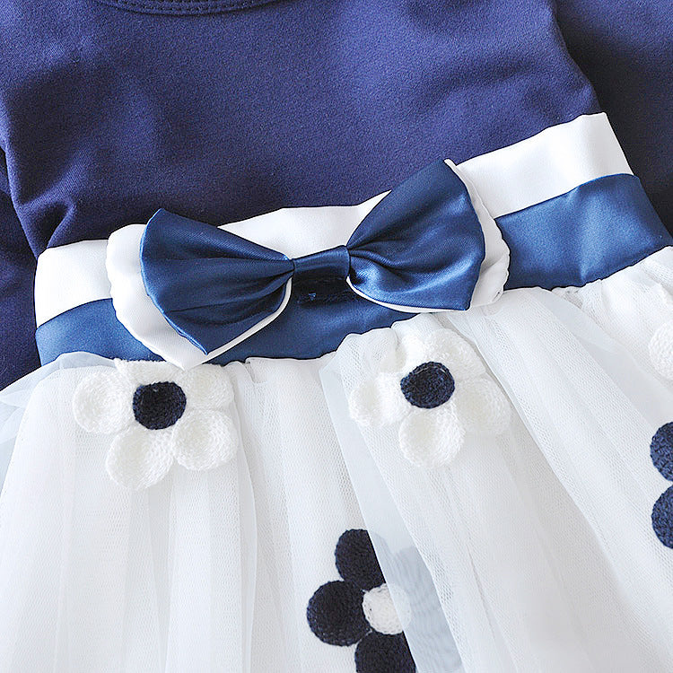 Pamela Flower bow long sleeve dress