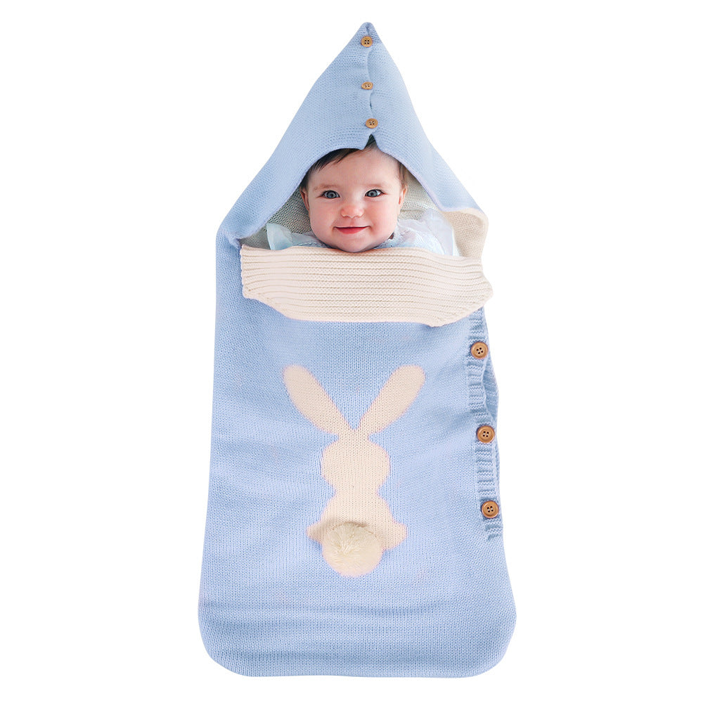 New Solid Color Baby Knitted Rabbit Button Sleeping Bag