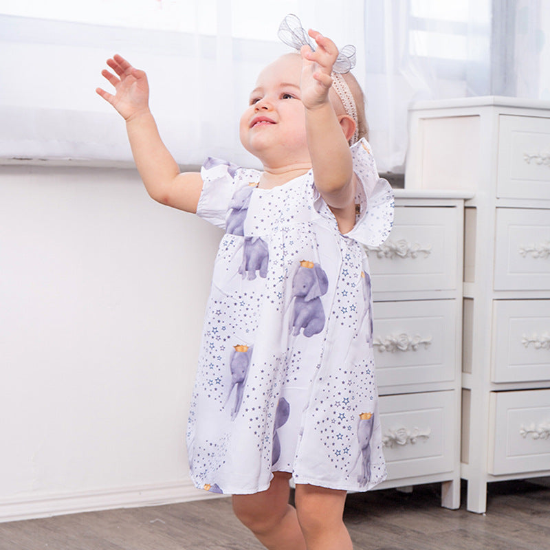 Nuria Infant Baby Girls Elephant Print Dresses