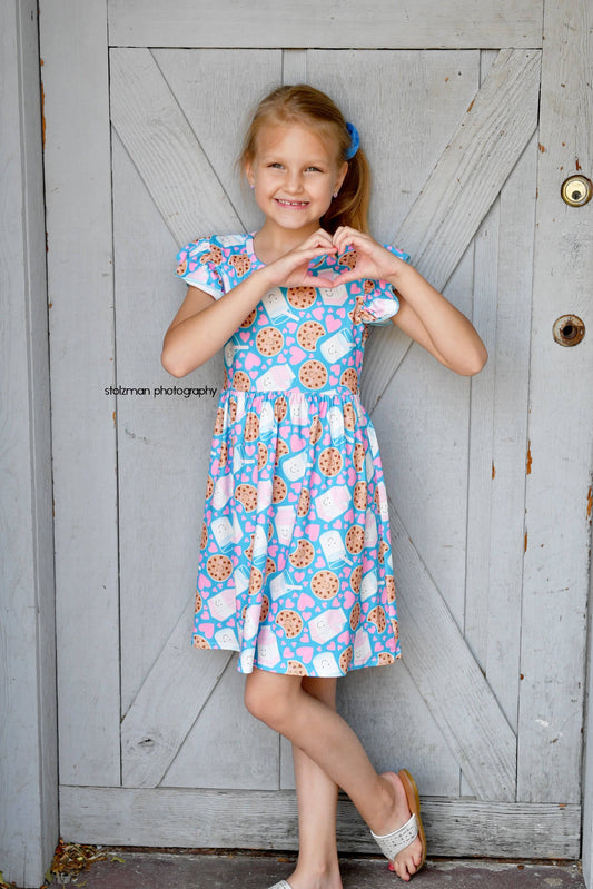 Zion Milk and Cookies Long Flutter Milk Silk Dress