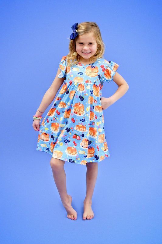 Sunday Morning Breakfast Milk Silk Flutter Dress