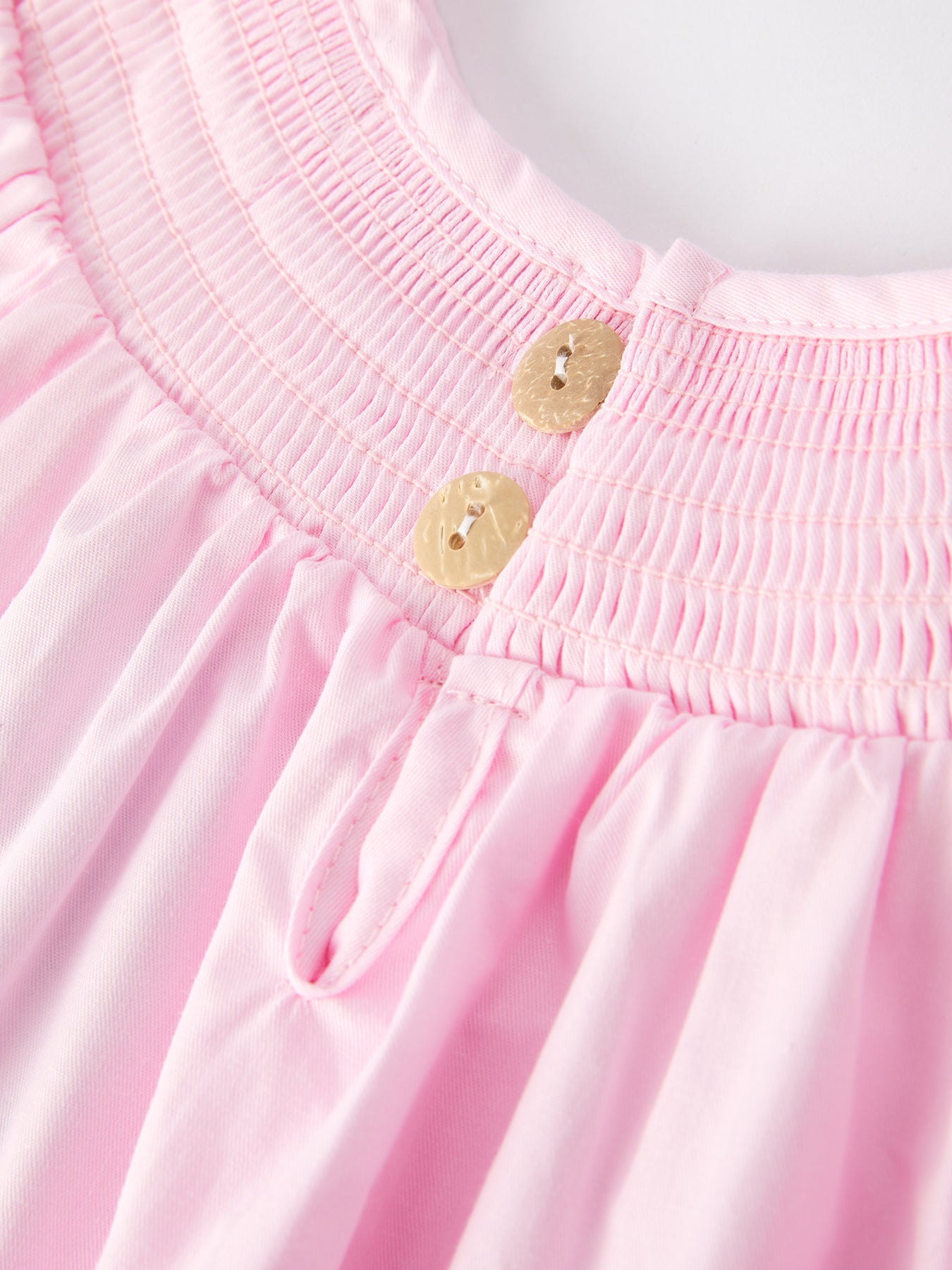 Bossie White Bow Smock Embroidered Pink Dress