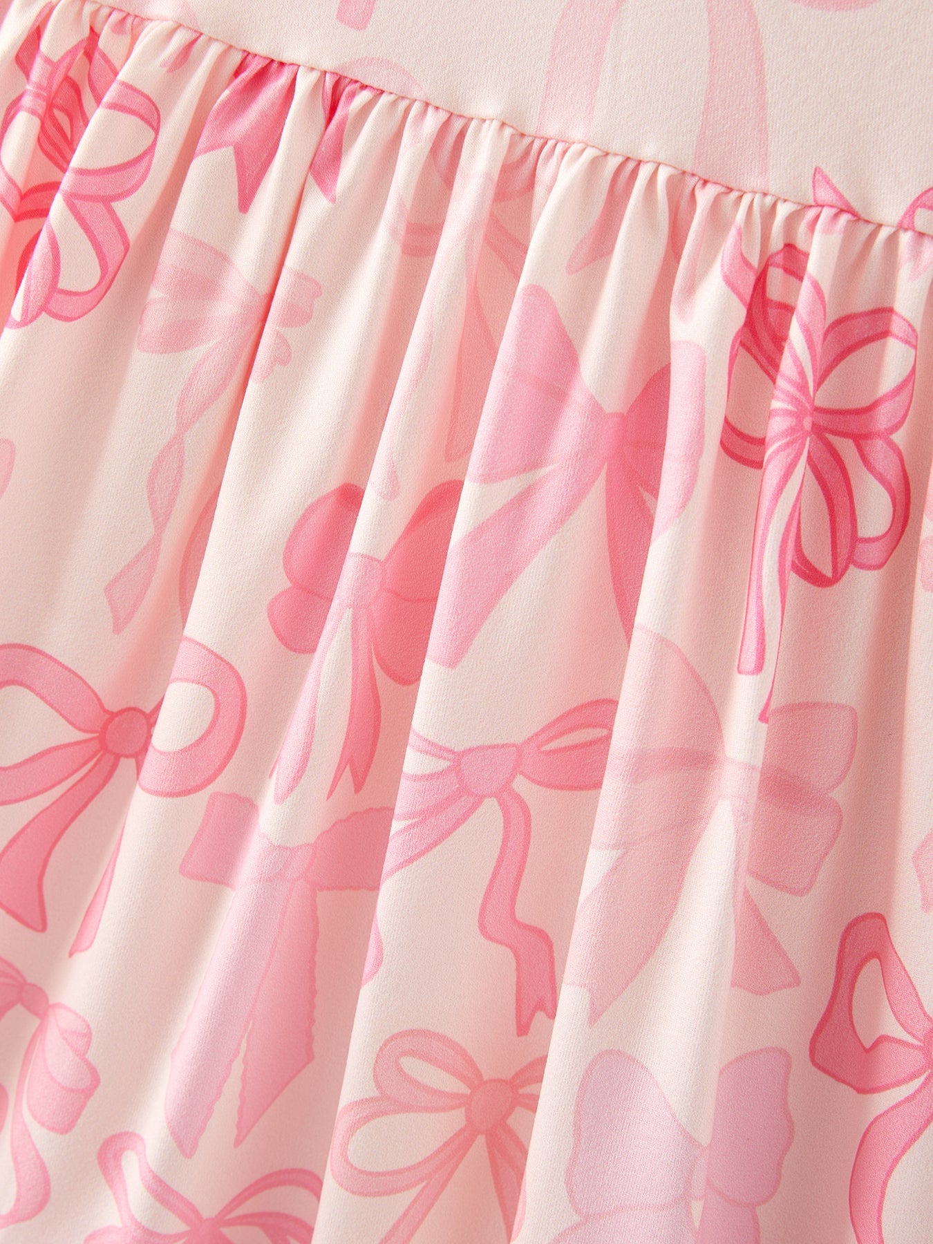 Kimmie Bow Print Flying Sleeve Girls Dress