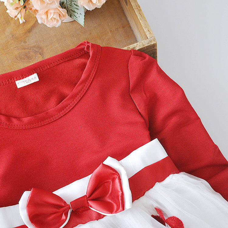 Pamela Flower bow long sleeve dress