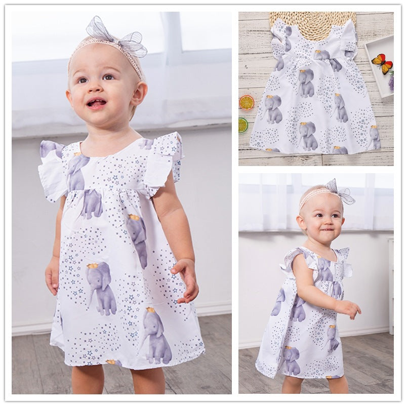 Nuria Infant Baby Girls Elephant Print Dresses