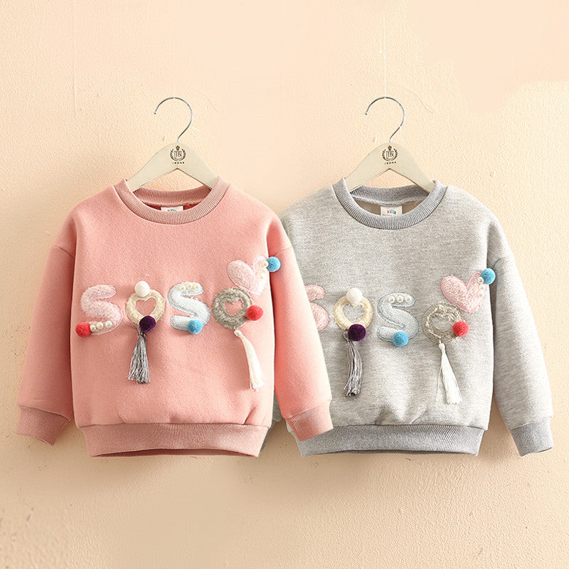 Ella Pearl Hoodies Kids Baby Girls Plus Velvet Winter Sweatshirt