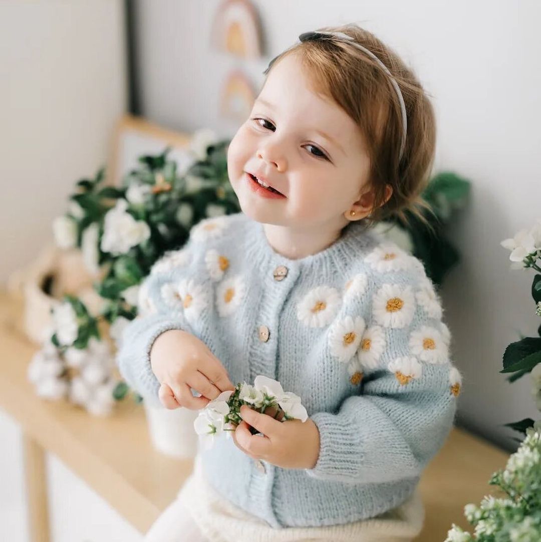 Archie Wool Cardigan Sweater Embroidered Sweater