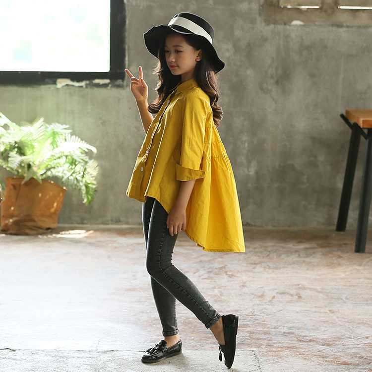 Carmen Girls' Big Kids Loose Fashionable Tops Korean Style Shirts Big Kids'