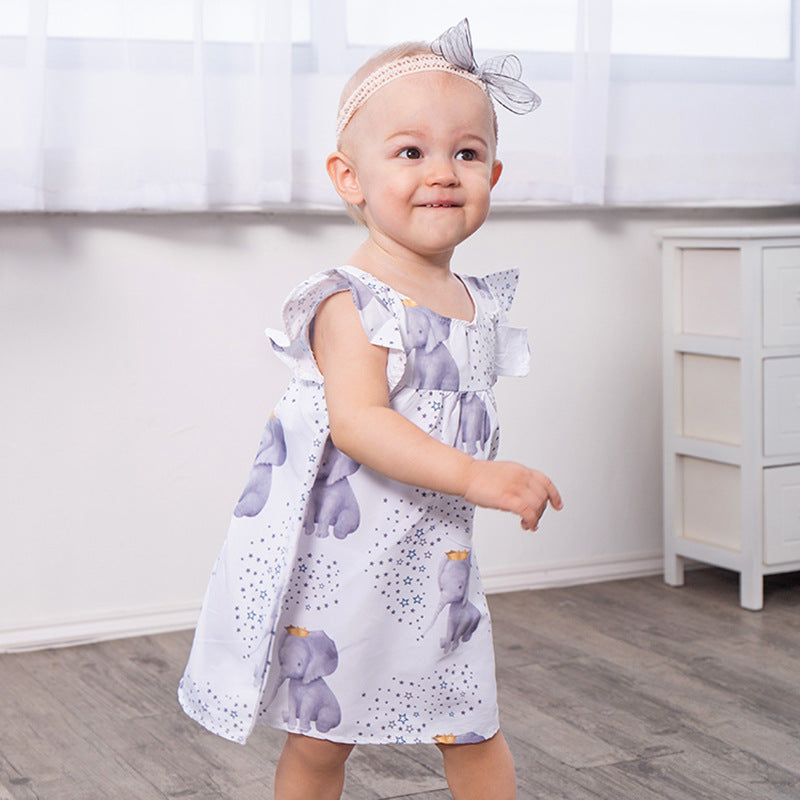Nuria Infant Baby Girls Elephant Print Dresses