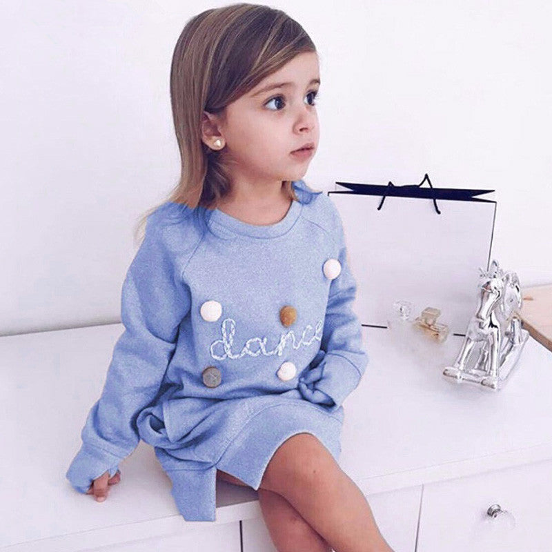 Chloe Girls dress long sleeve letter ball sweater