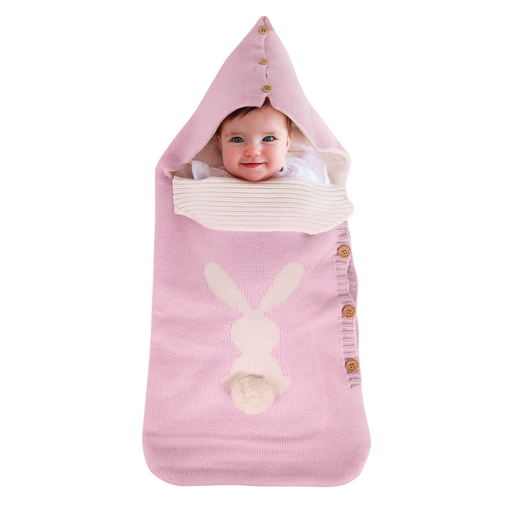 New Solid Color Baby Knitted Rabbit Button Sleeping Bag