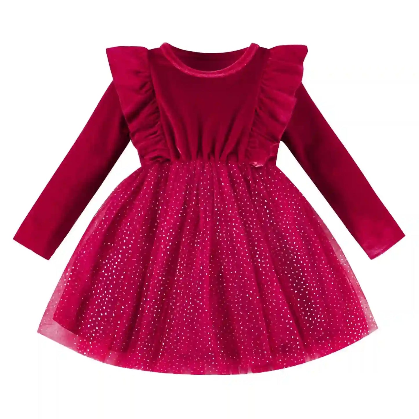 Toddler Christmas Dress Red - Velvet & Tulle, Festive Style