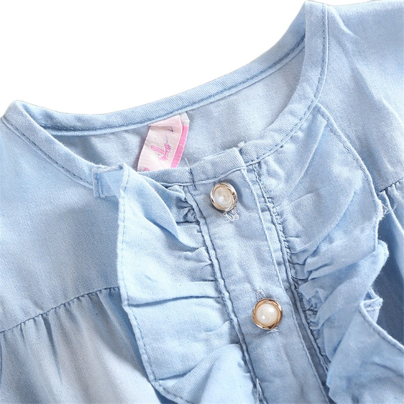 Marcela Summer Children Sleeveless Girl Denim Floral Dresses