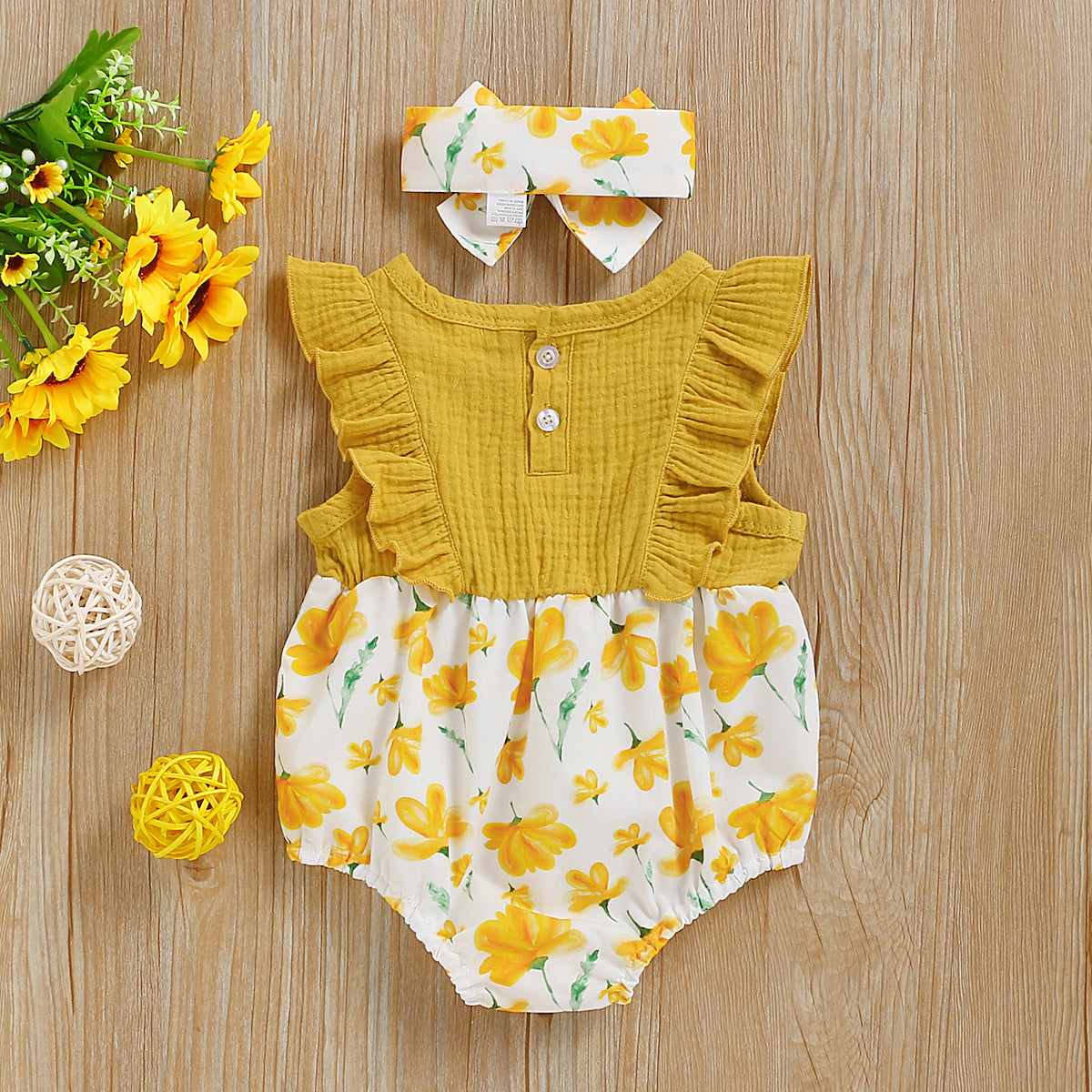 Anastacia Sleeveless Floral Print Romper baby girls