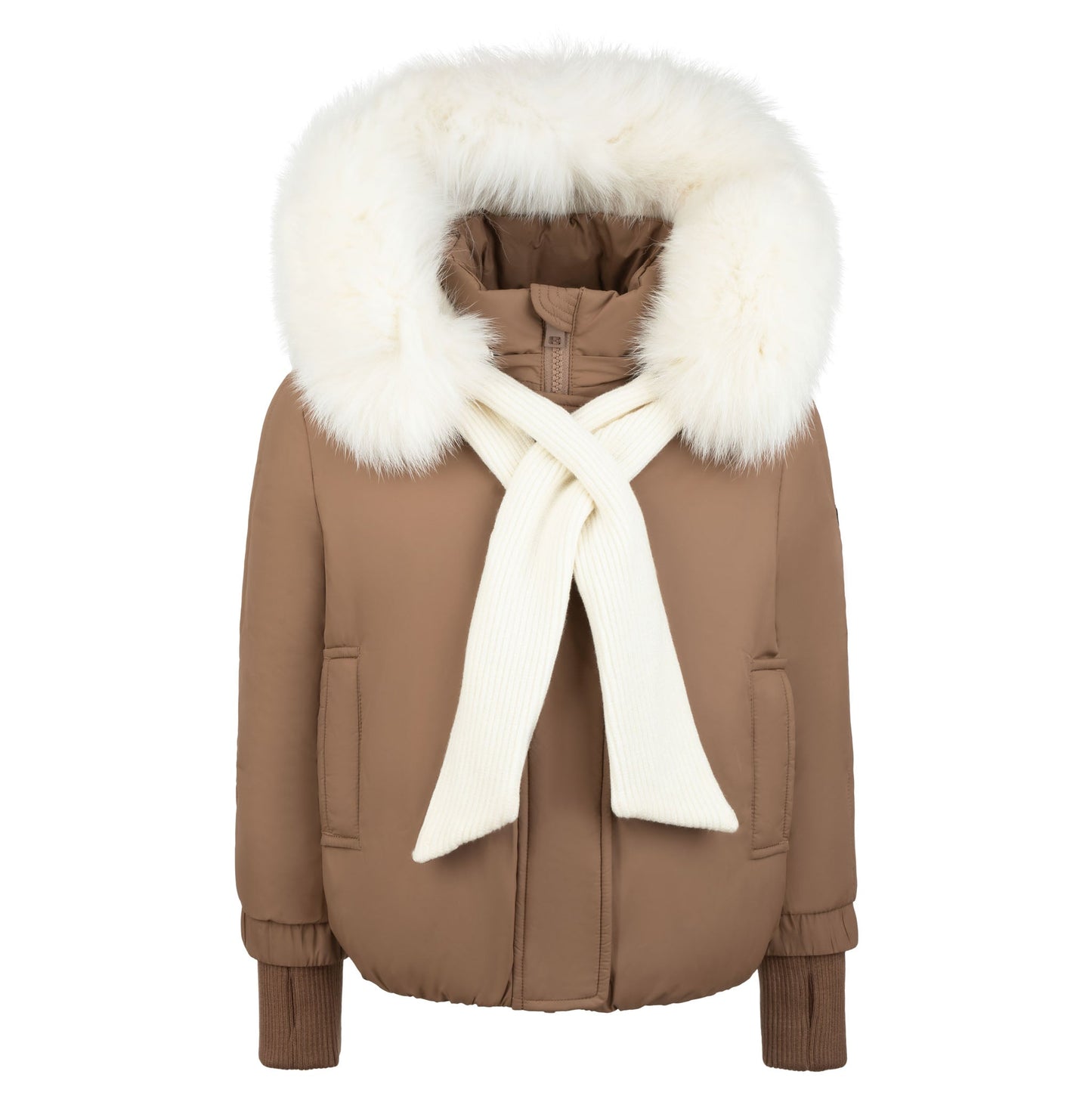 Charlie Girls Tan/Ivory Shawl Winter Coats