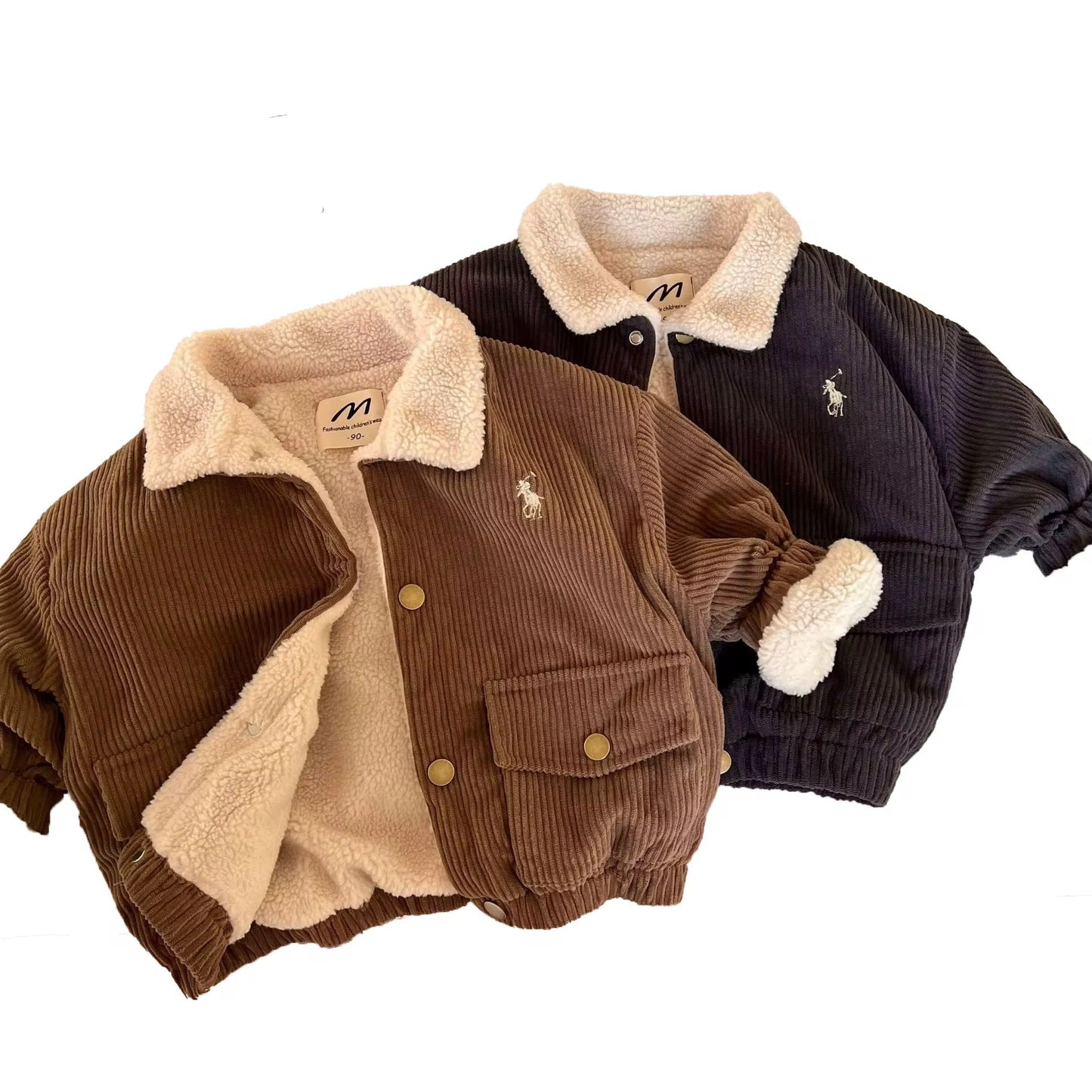 Byron Baby Boy Corduroy Jacket - Sherpa Lined Winter Coat for Toddlers
