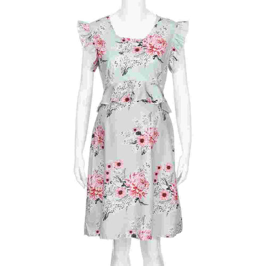 Gaudy Casual Flower Print Sleeveless Maternity Dress