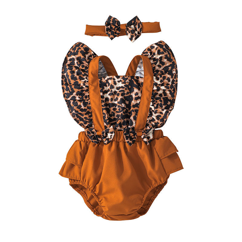 Adele Baby Triangle Rompers Going Leopard Print