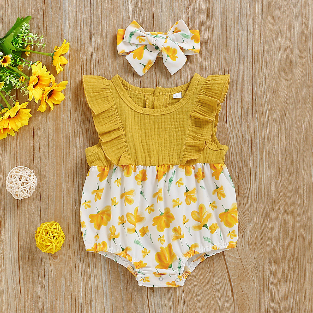 Anastacia Sleeveless Floral Print Romper baby girls