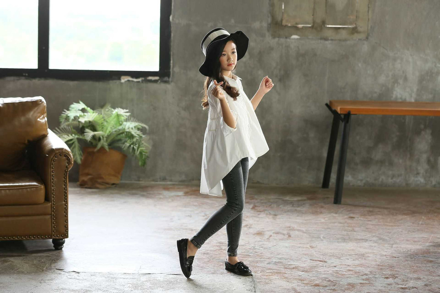 Carmen Girls' Big Kids Loose Fashionable Tops Korean Style Shirts Big Kids'