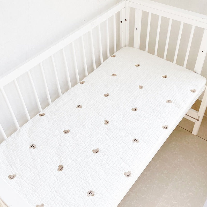 Baby fitted sheet pure cotton plus cotton quilted embroidered