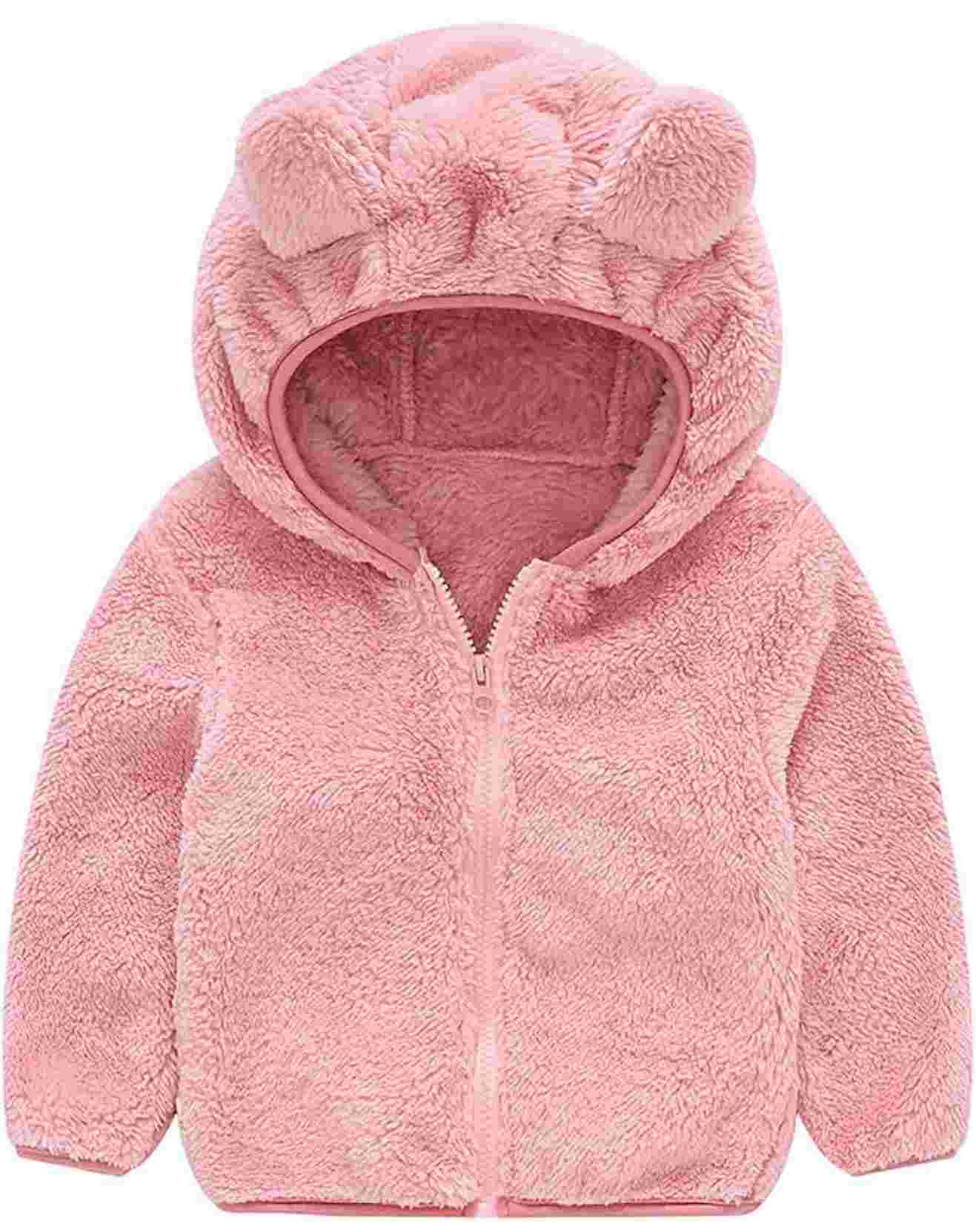 Leiny Toddler Bear Ear Fleece Hoodie - Warm Winter Jacket