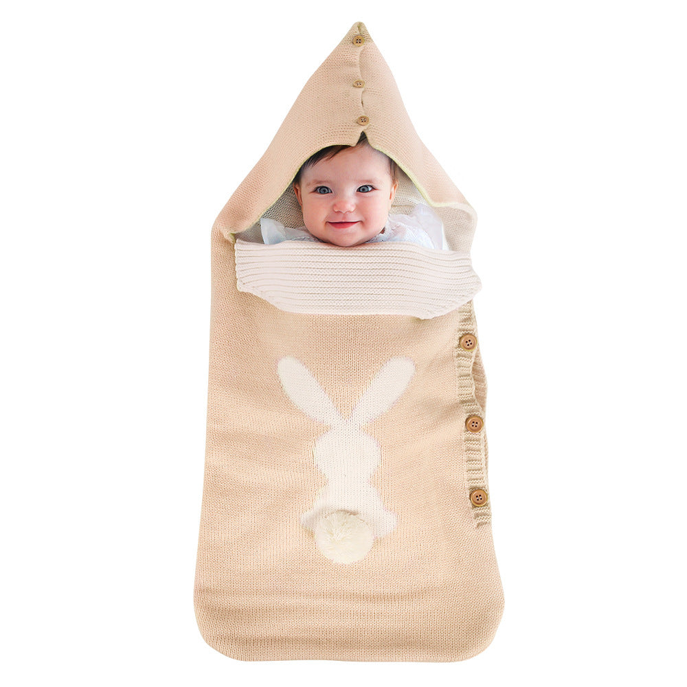 New Solid Color Baby Knitted Rabbit Button Sleeping Bag