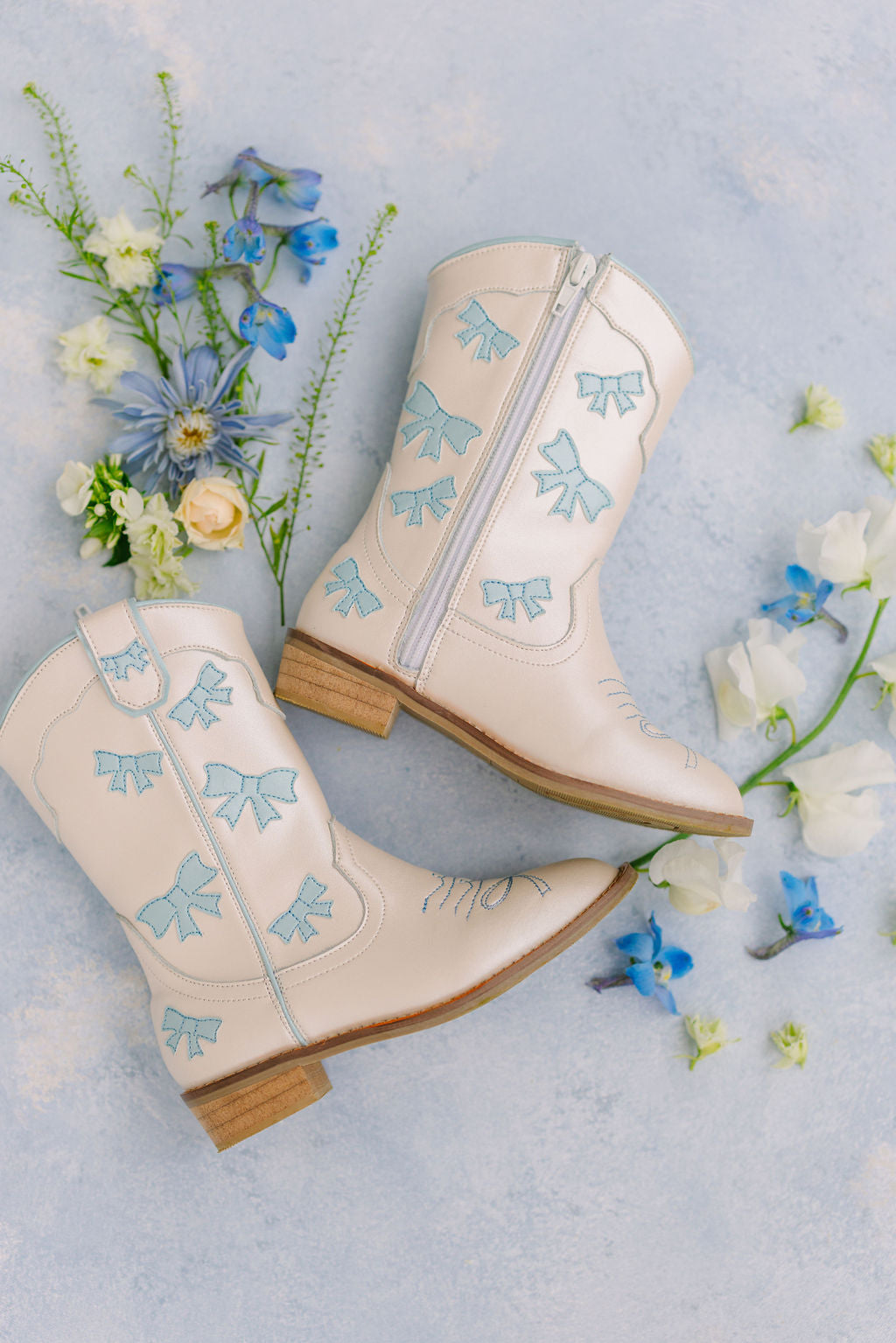 Gina Cowgirl Baby Blue Bow Boots