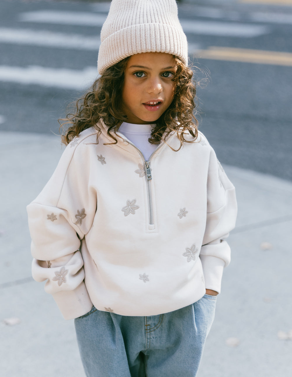 Fermina Floral Kids Half-Zip
