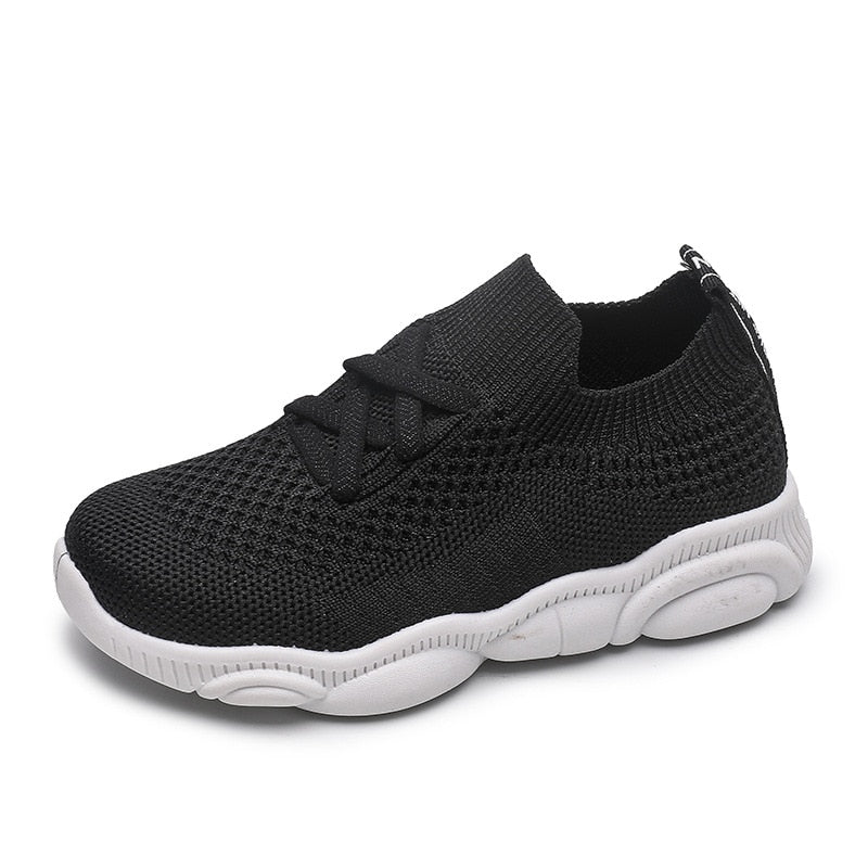 New Children Solid Flying Knit Shoes Kids Sports Boys