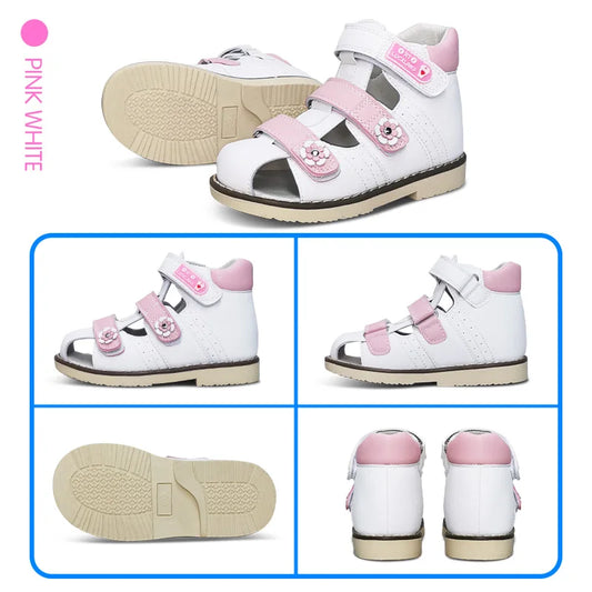 Ortoluckland Children Girl Shoes Princess Orthopedic Pink Sandals For Kids Toddler Flower