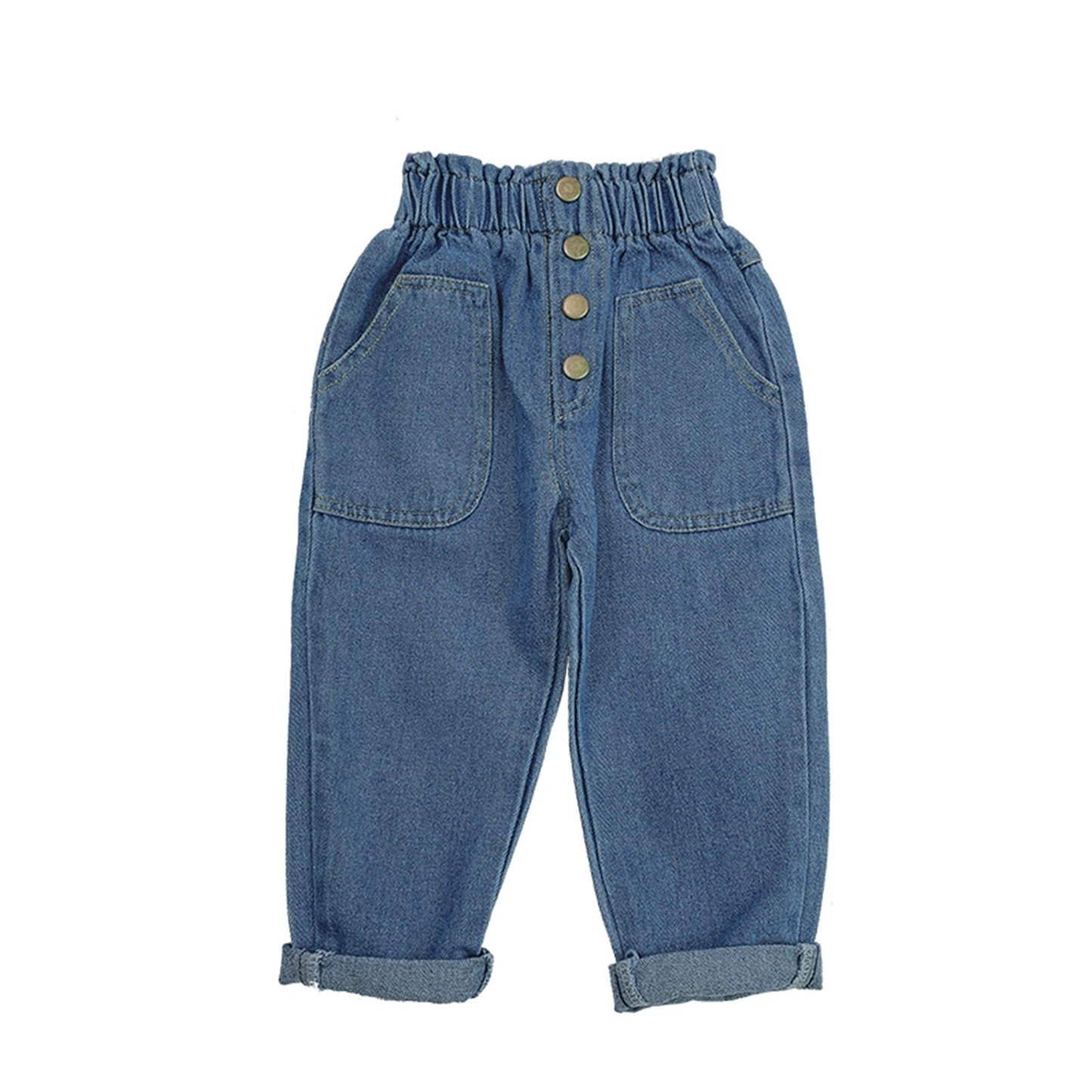 Selvio Toddler All-Match Elastic Waist Denim Ripped Pants