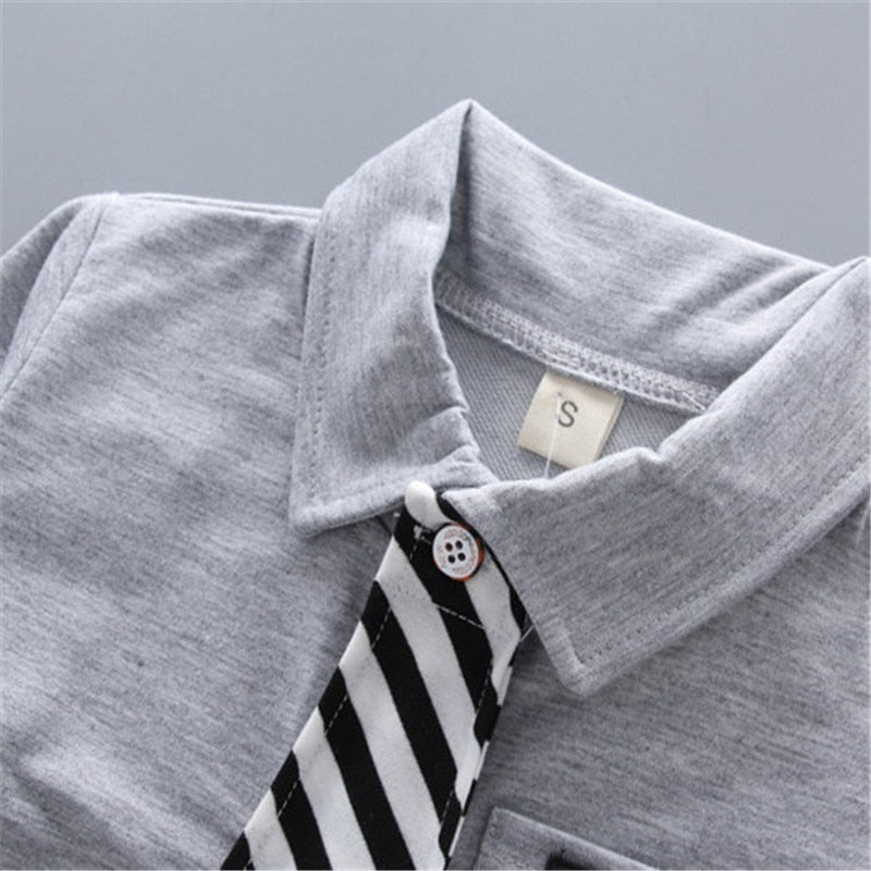 Landon Boy's 2-piece long-sleeved shirt with tie and pants - GuGuTon